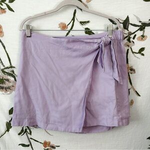 Lavender Linen-Blend Skort